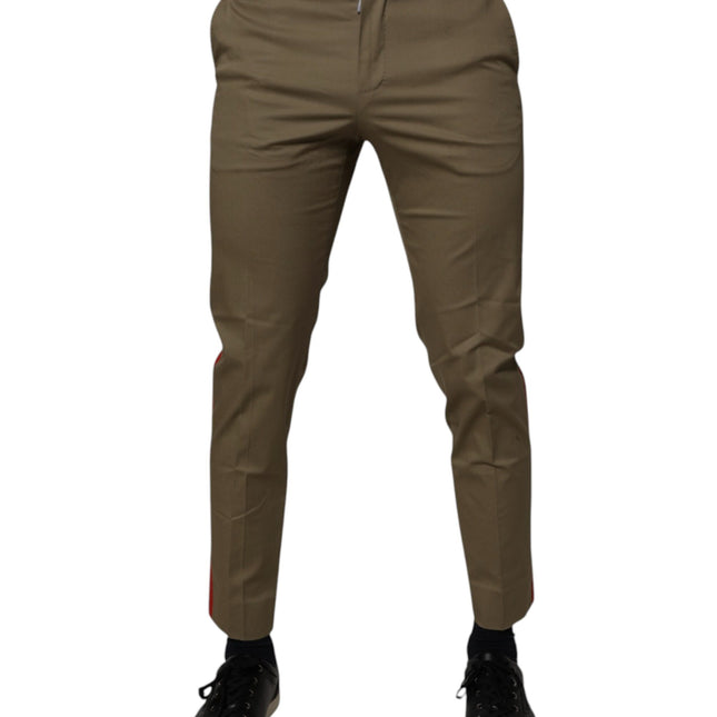 Dolce & Gabbana Dark Khaki Cotton Tapered Pants