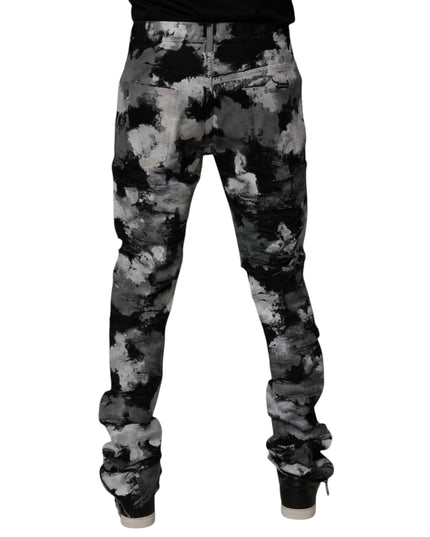 Dolce & Gabbana Multicolor Camouflage Tattered Skinny Denim Jeans