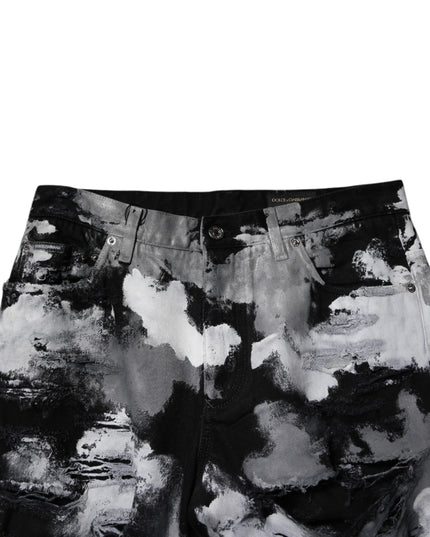 Dolce & Gabbana Multicolor Camouflage Tattered Skinny Denim Jeans