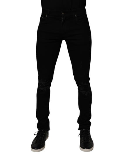 Dolce & Gabbana Black Cotton Stretch Skinny Men Denim Jeans
