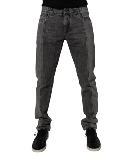 Dolce & Gabbana Two Tone Gray Cotton Denim Jeans