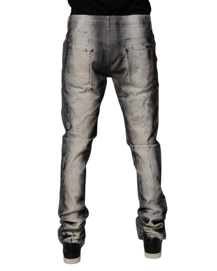 Dolce & Gabbana Gray Tie Dye Cotton Skinny Men Denim Jeans
