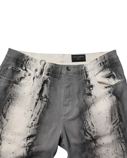Dolce & Gabbana Gray Tie Dye Cotton Skinny Men Denim Jeans