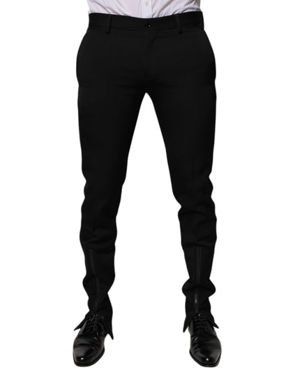 Dolce & Gabbana Black Wool Tapered Formal Dress Pants