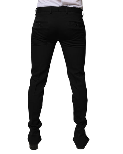 Dolce & Gabbana Black Wool Tapered Formal Dress Pants