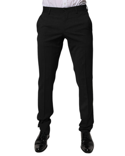 Dolce & Gabbana Black Polyester Tapered Formal Men Dress Pants