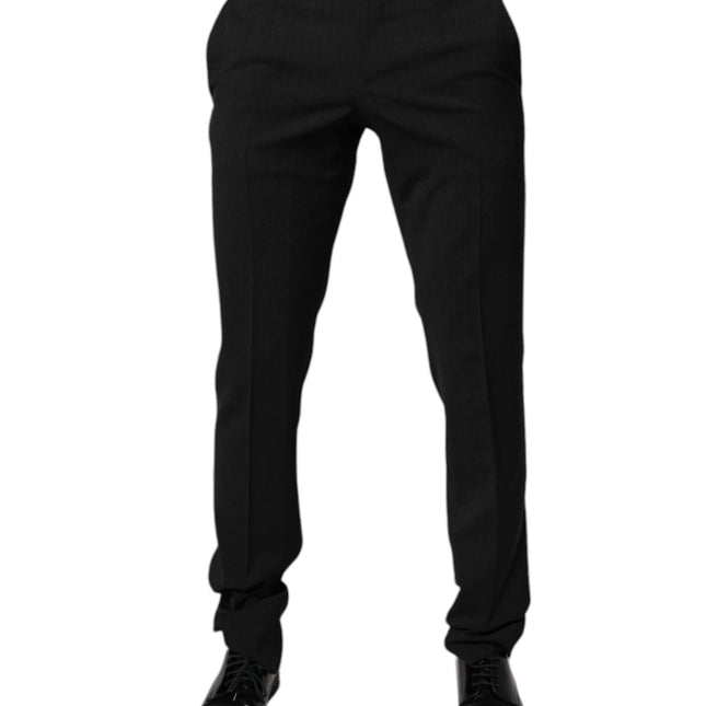 Dolce & Gabbana Black Polyester Tapered Formal Men Dress Pants