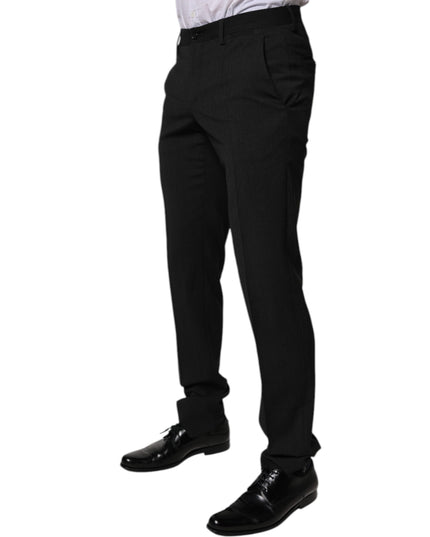 Dolce & Gabbana Black Polyester Tapered Formal Men Dress Pants