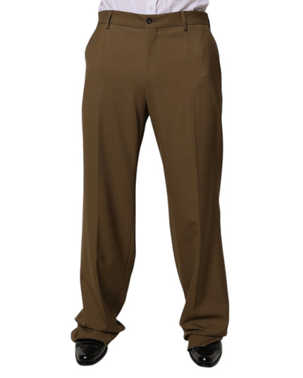 Dolce & Gabbana Brown Wool Straight Formal Dress Pants