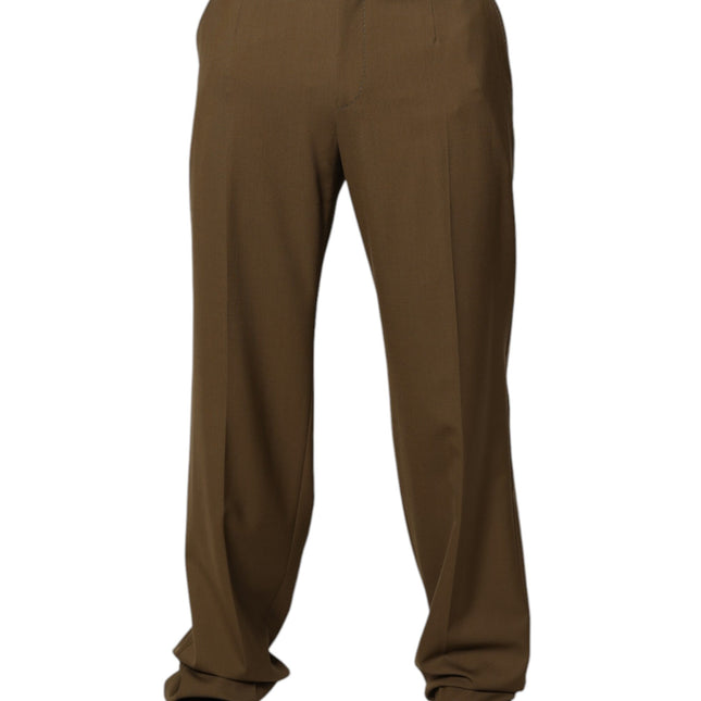 Dolce & Gabbana Brown Wool Straight Formal Dress Pants