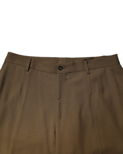 Dolce & Gabbana Brown Wool Straight Formal Dress Pants