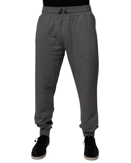 Dolce & Gabbana Gray Logo Cotton Jogger Men Sweatpants Pants