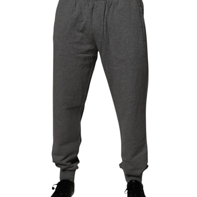 Dolce & Gabbana Gray Logo Cotton Jogger Men Sweatpants Pants