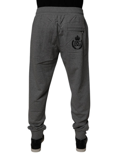 Dolce & Gabbana Gray Logo Cotton Jogger Men Sweatpants Pants