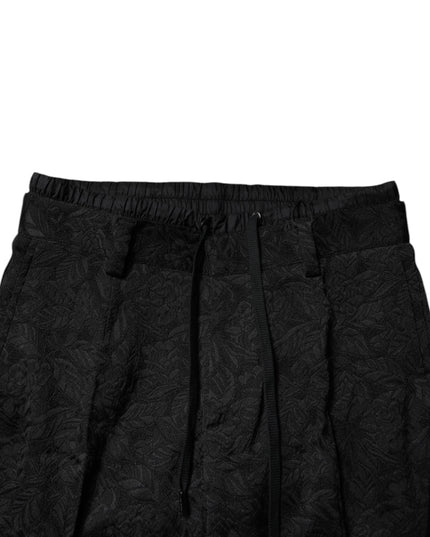 Dolce & Gabbana Black Brocade Polyester Skinny Dress Pants