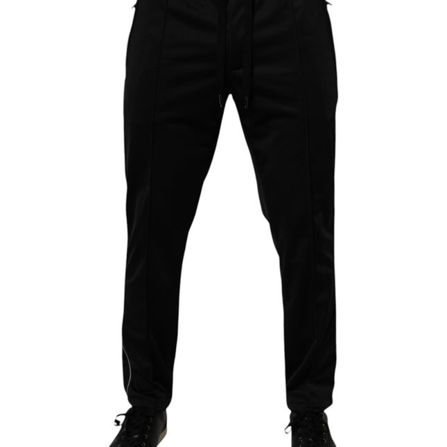 Dolce & Gabbana Black Polyester Men Jogger Sweatpants Pants