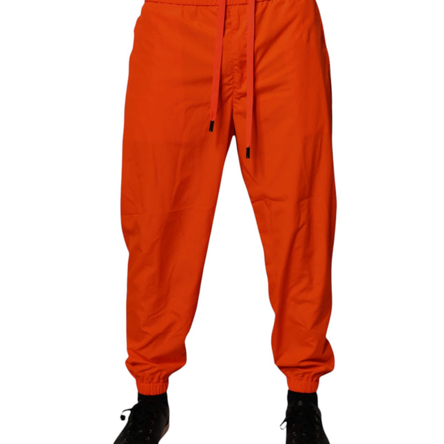 Dolce & Gabbana Orange Polyester Men Jogger Sweatpants Pants
