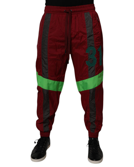 Dolce & Gabbana Maroon Nylon Men Jogger Sweatpants Pants