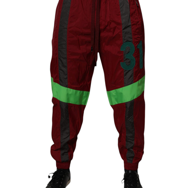 Dolce & Gabbana Maroon Nylon Men Jogger Sweatpants Pants