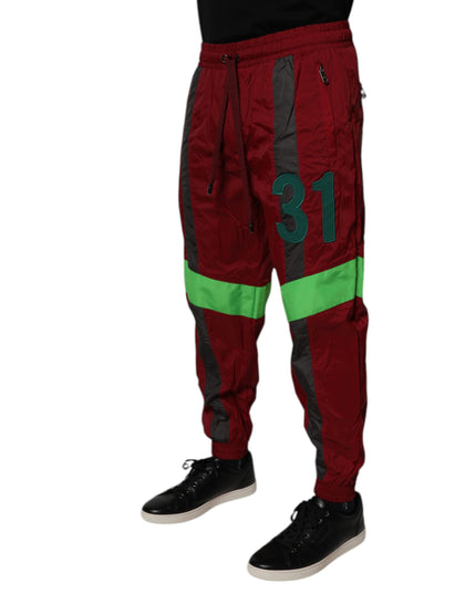 Dolce & Gabbana Maroon Nylon Men Jogger Sweatpants Pants
