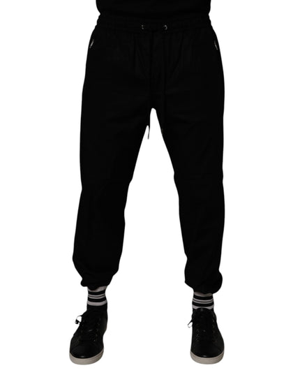 Dolce & Gabbana Black Cotton Men Jogger Sweatpants Pants