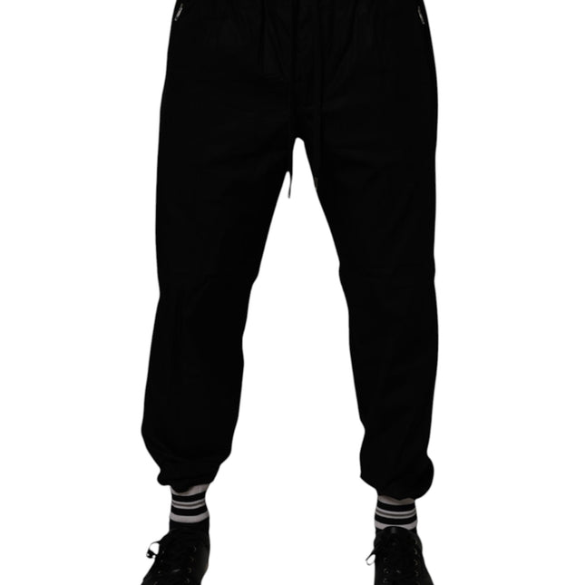 Dolce & Gabbana Black Cotton Men Jogger Sweatpants Pants