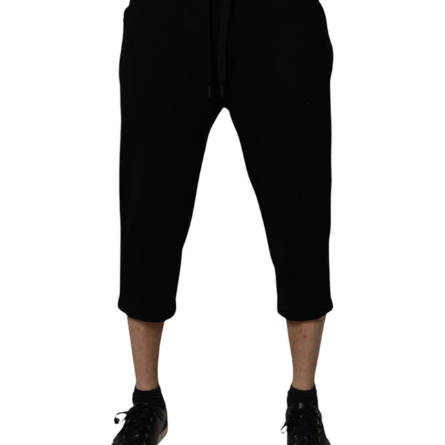 Dolce & Gabbana Black Cotton Blend Cropped Sweatpants Pants