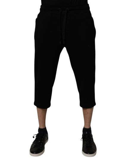Dolce & Gabbana Black Cotton Blend Cropped Sweatpants Pants