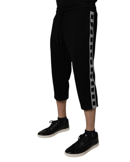 Dolce & Gabbana Black Cotton Blend Cropped Sweatpants Pants