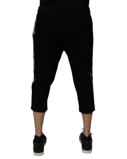 Dolce & Gabbana Black Cotton Blend Cropped Sweatpants Pants