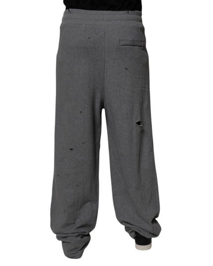 Dolce & Gabbana Gray Cotton RipStyle Straight Sweatpants Pants