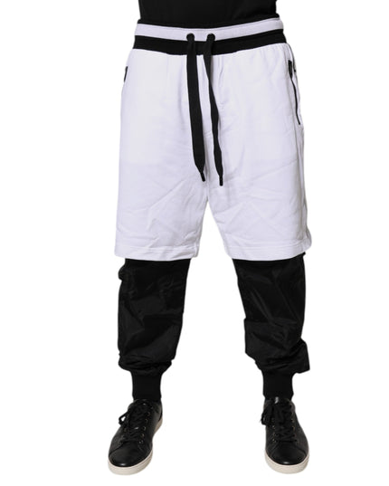 Dolce & Gabbana Black White Cotton Layered Sweatpants Pants