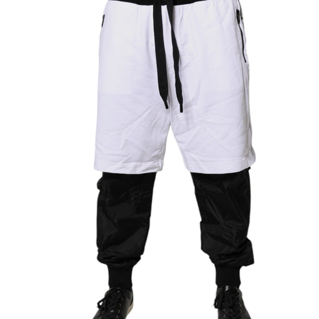 Dolce & Gabbana Black White Cotton Layered Sweatpants Pants