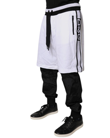Dolce & Gabbana Black White Cotton Layered Sweatpants Pants