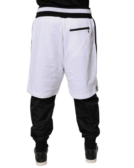 Dolce & Gabbana Black White Cotton Layered Sweatpants Pants