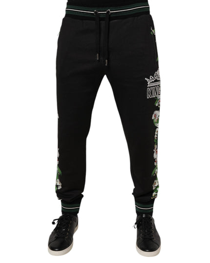 Dolce & Gabbana Black Floral King Men Jogger Sweatpants Pants
