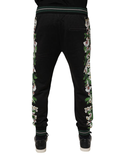 Dolce & Gabbana Black Floral King Men Jogger Sweatpants Pants