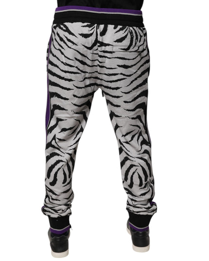 Dolce & Gabbana Black White Zebra Men Jogger Sweatpants Pants