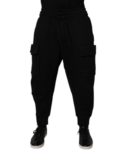 Dolce & Gabbana Black Cotton Men Cargo Jogger Sweatpants Pants