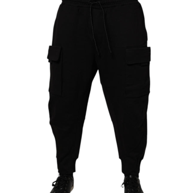 Dolce & Gabbana Black Cotton Men Cargo Jogger Sweatpants Pants