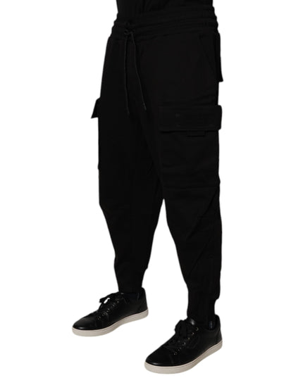 Dolce & Gabbana Black Cotton Men Cargo Jogger Sweatpants Pants