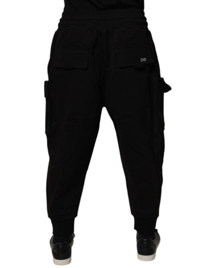 Dolce & Gabbana Black Cotton Men Cargo Jogger Sweatpants Pants