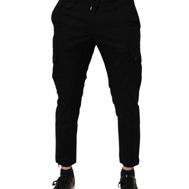 Dolce & Gabbana Black Cotton Stretch Skinny Cargo Denim Jeans