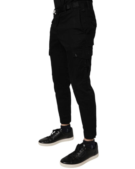 Dolce & Gabbana Black Cotton Stretch Skinny Cargo Denim Jeans