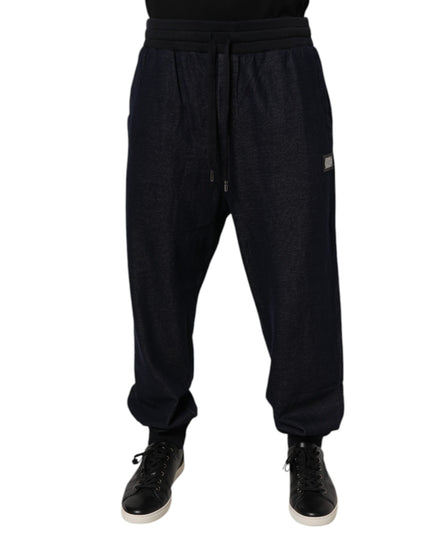 Dolce & Gabbana Black Jacquard Cotton Jogger Sweatpants Pants
