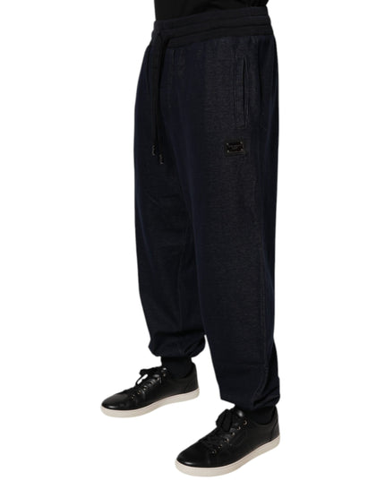 Dolce & Gabbana Black Jacquard Cotton Jogger Sweatpants Pants