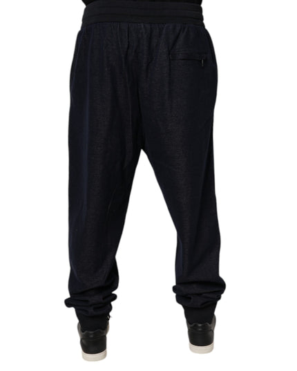 Dolce & Gabbana Black Jacquard Cotton Jogger Sweatpants Pants