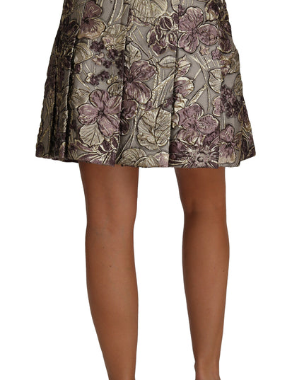 Dolce & Gabbana A-Line Mini Floral Print Jaquard Skirt
