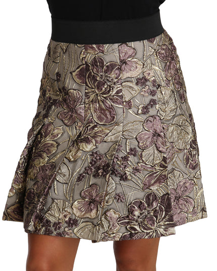 Dolce & Gabbana A-Line Mini Floral Print Jaquard Skirt