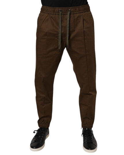 Dolce & Gabbana Brown Cotton Stretch Jogger Sweatpants Pants